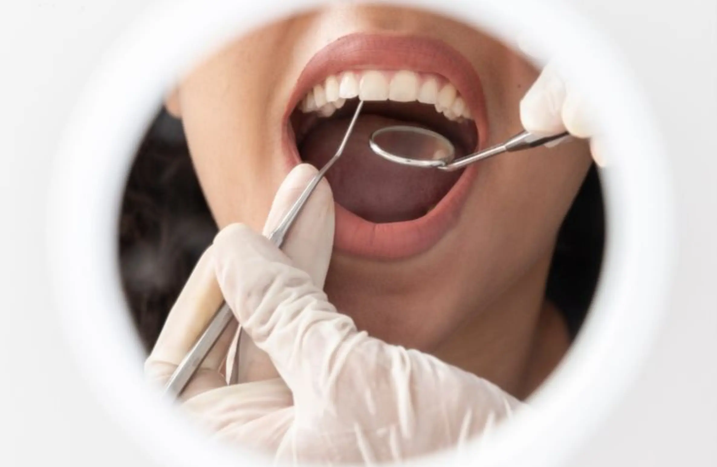 Dental examination with tools showing teeth inspection and dentistry